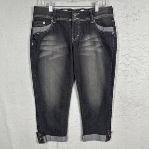 Freestyle Revolution Cuffed Hem  Capri Jeans Womens  Black Size 11 Stretch